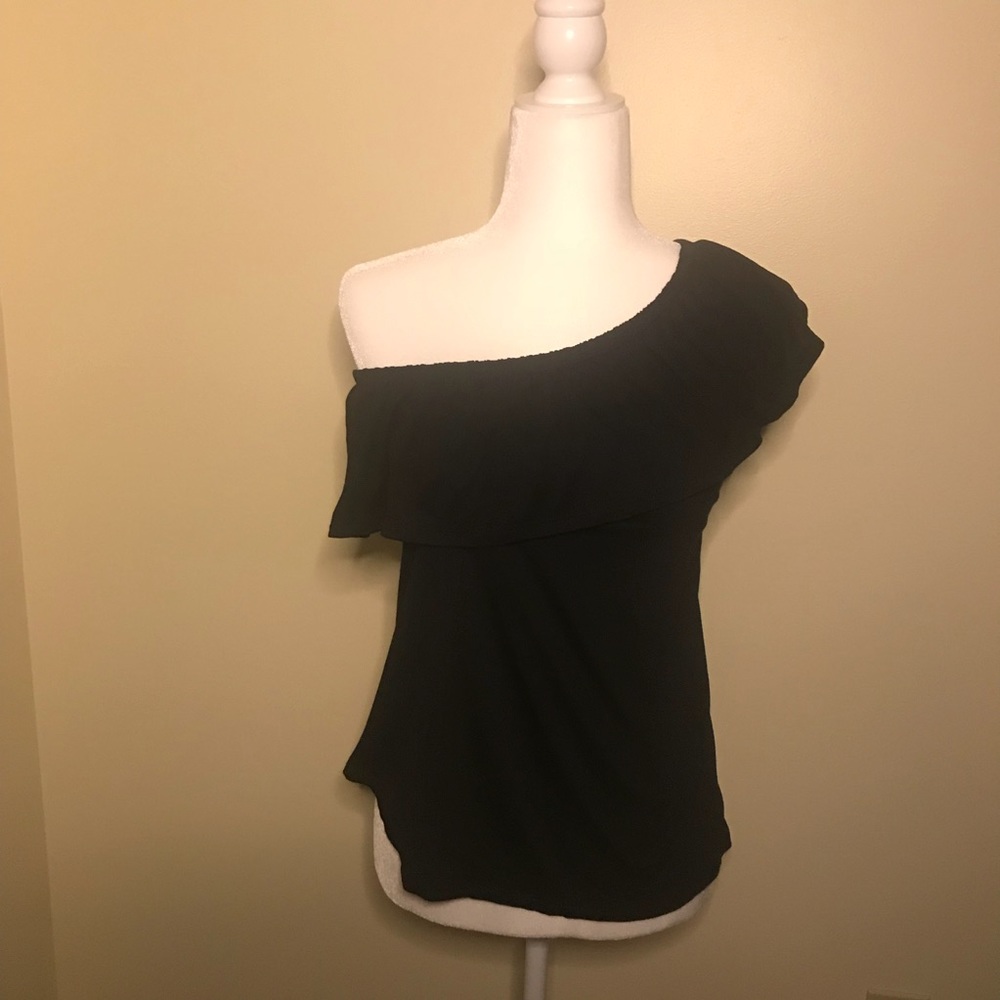 Old Navy one shoulder ruffle top black XS black